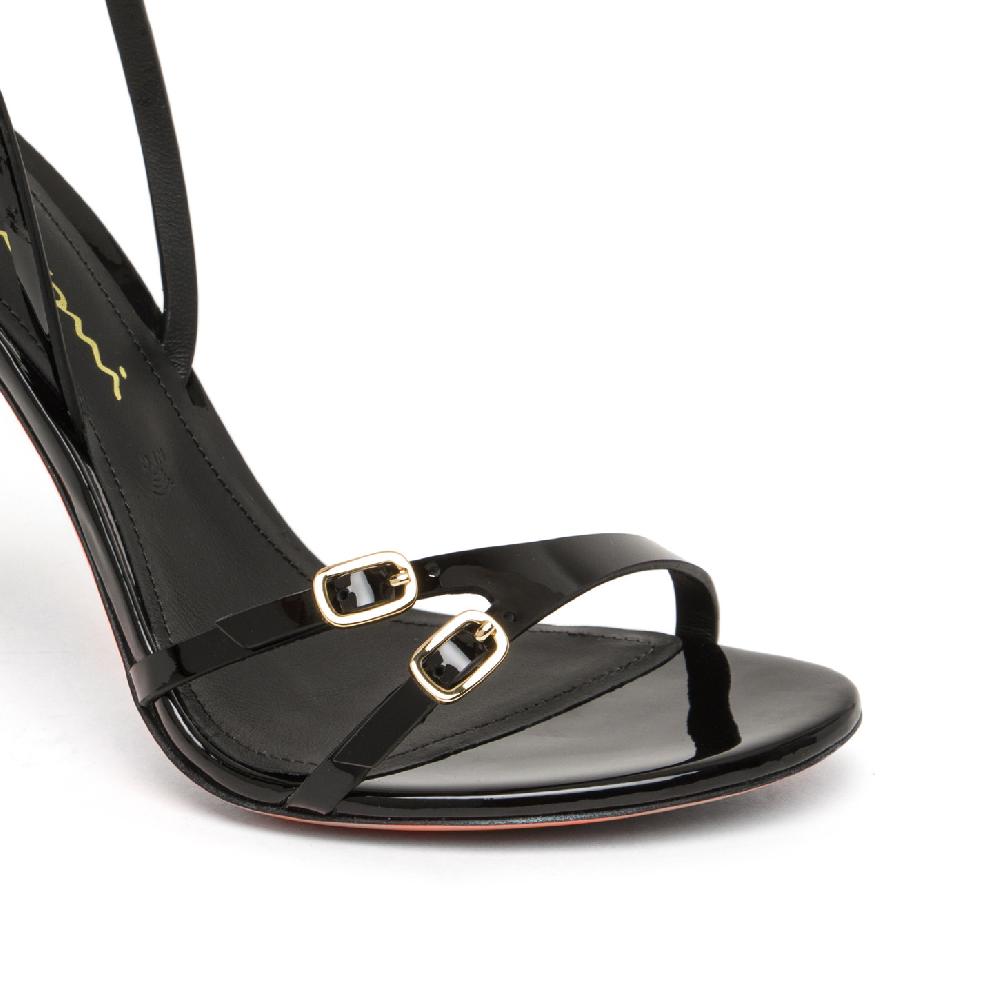 Santoni Sandalo tacco alto da donna in vernice nera Sottocosto