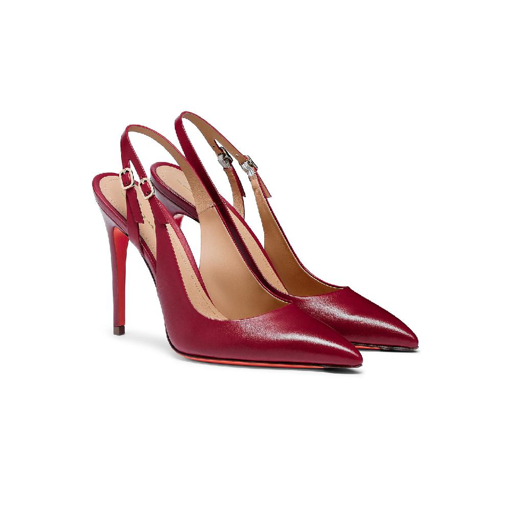 Santoni Slingback tacco alto da donna in pelle rossa Outlet