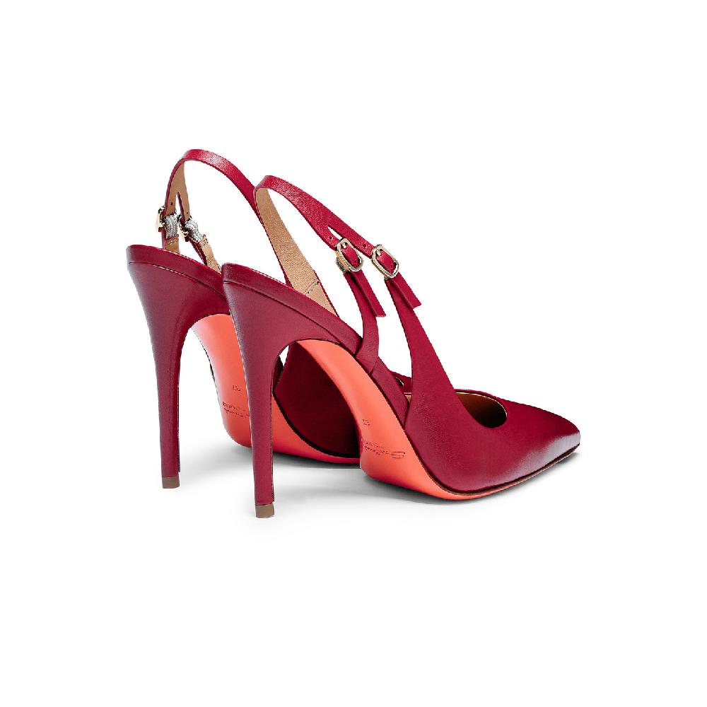 Santoni Slingback tacco alto da donna in pelle rossa Outlet