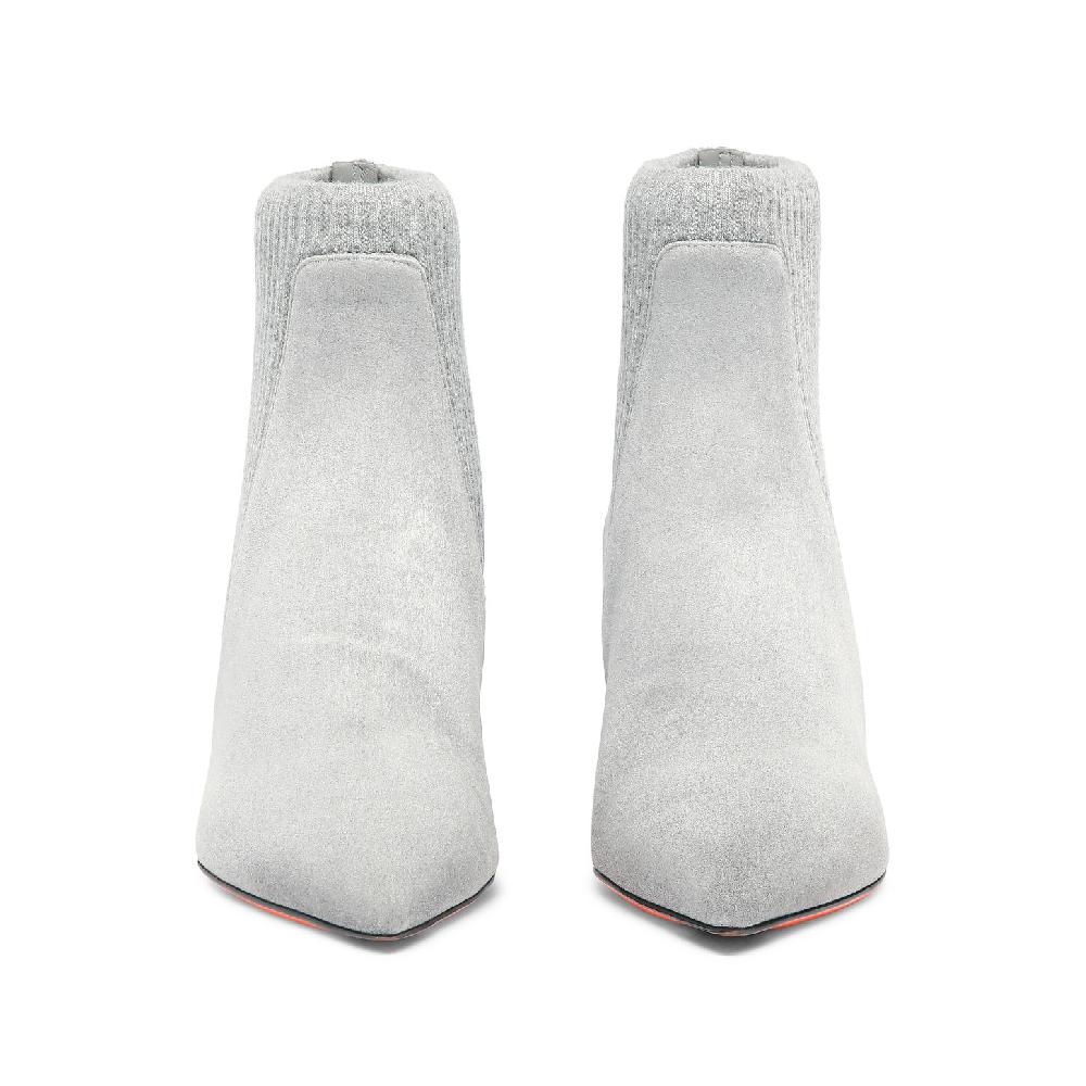 Santoni Stivaletto tacco basso con calzino da donna in suede grigio In Vendita