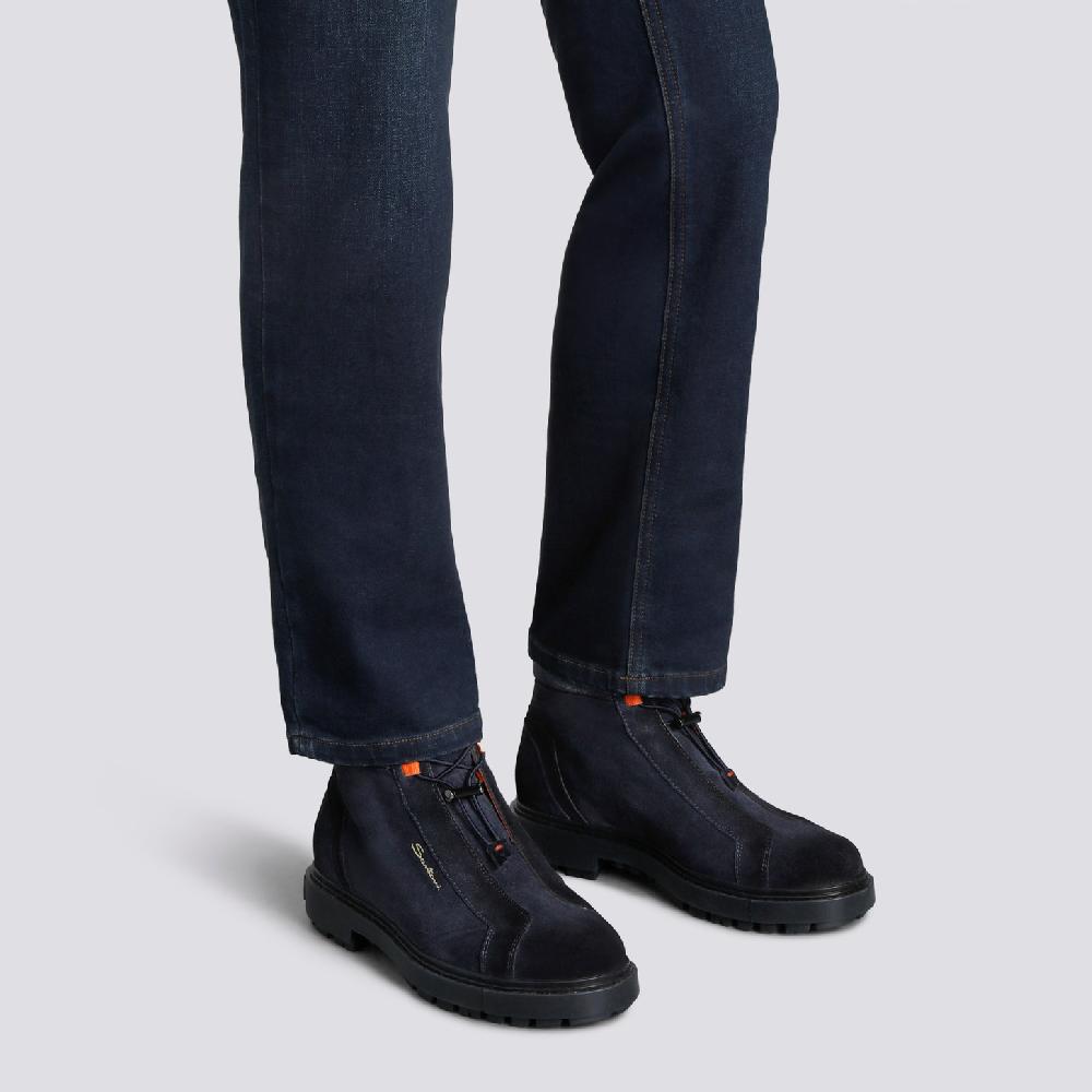 Santoni Scarponcino da montagna da uomo in suede blu 2025