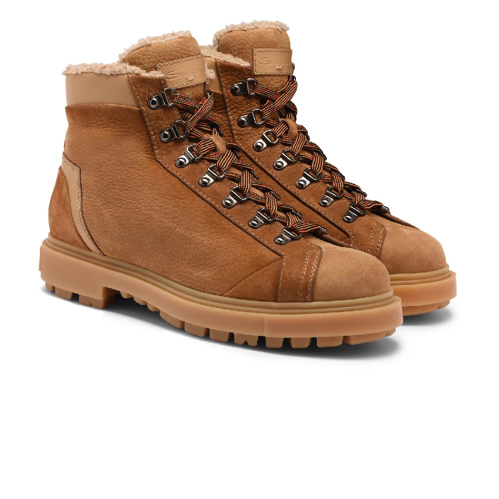 Santoni Scarponcino da montagna da uomo in nabuk marrone Nuovo