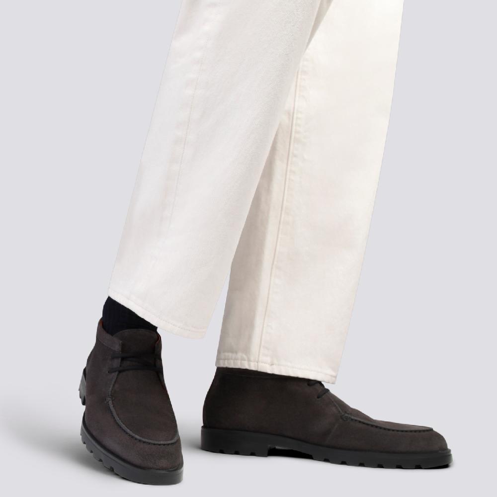 Santoni Stivaletto desert da uomo in suede grigio Promozione