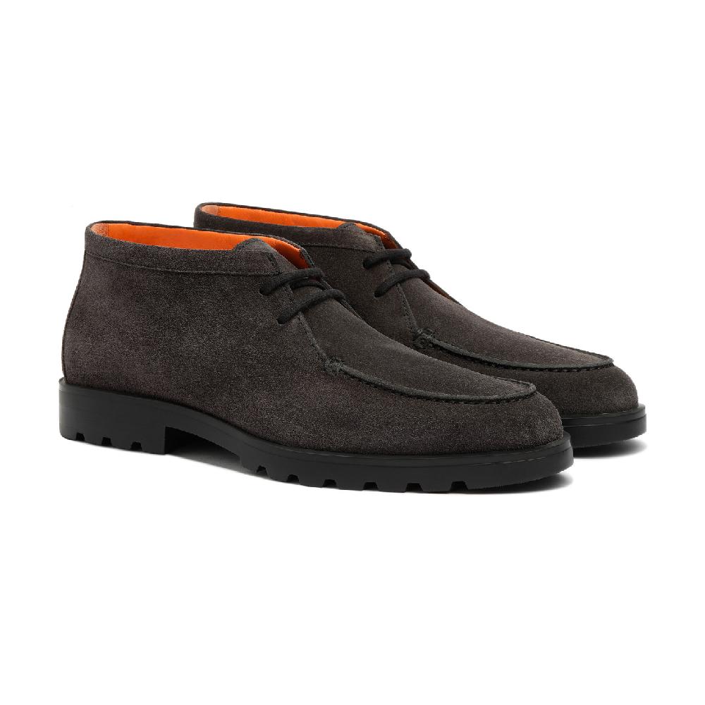 Santoni Stivaletto desert da uomo in suede grigio Promozione