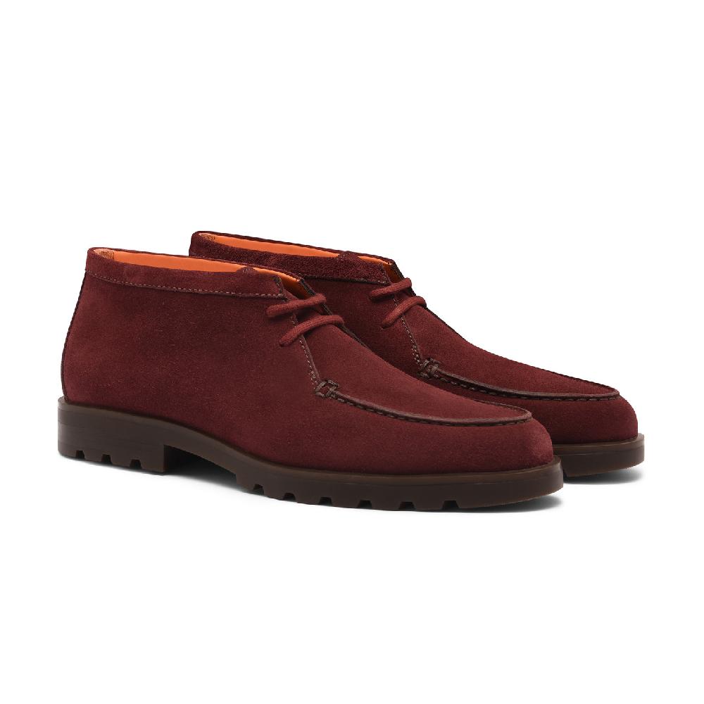 Santoni Stivaletto desert da uomo in suede rosso Spedizione Gratuita