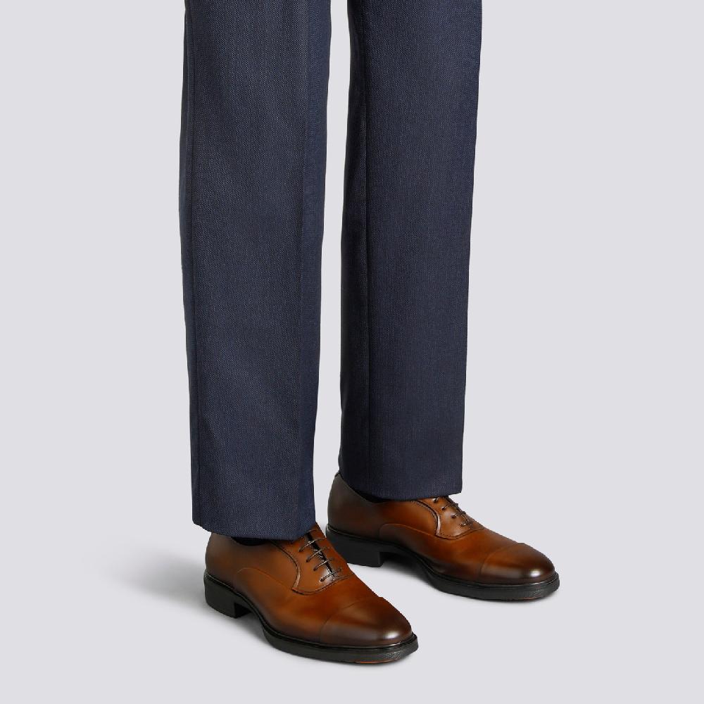 Santoni Stringata Easy da uomo in pelle testa di moro Prezzo Ridotto
