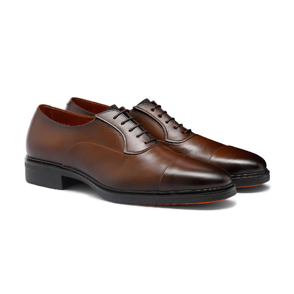 Santoni Stringata Easy da uomo in pelle testa di moro Prezzo Ridotto