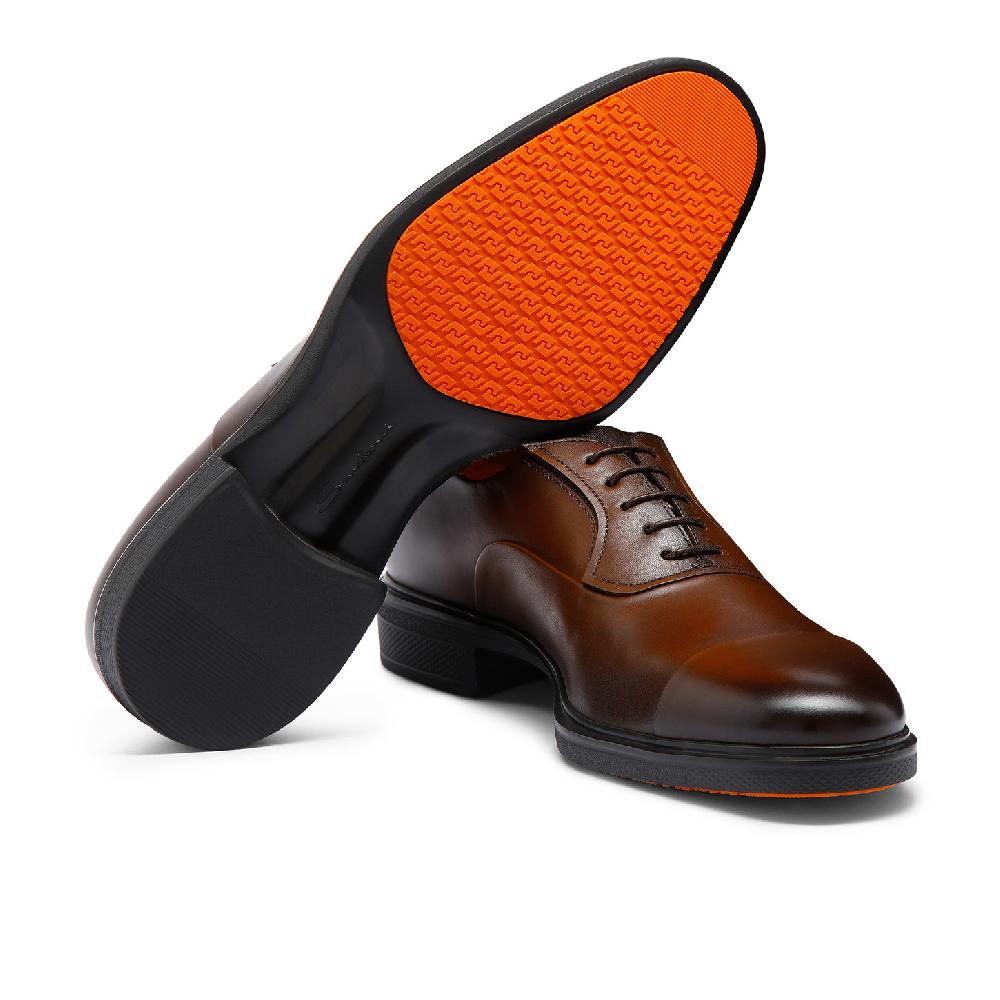 Santoni Stringata Easy da uomo in pelle testa di moro Prezzo Ridotto