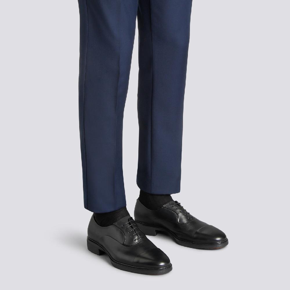 Santoni Stringata Easy da uomo in pelle nera Sottocosto