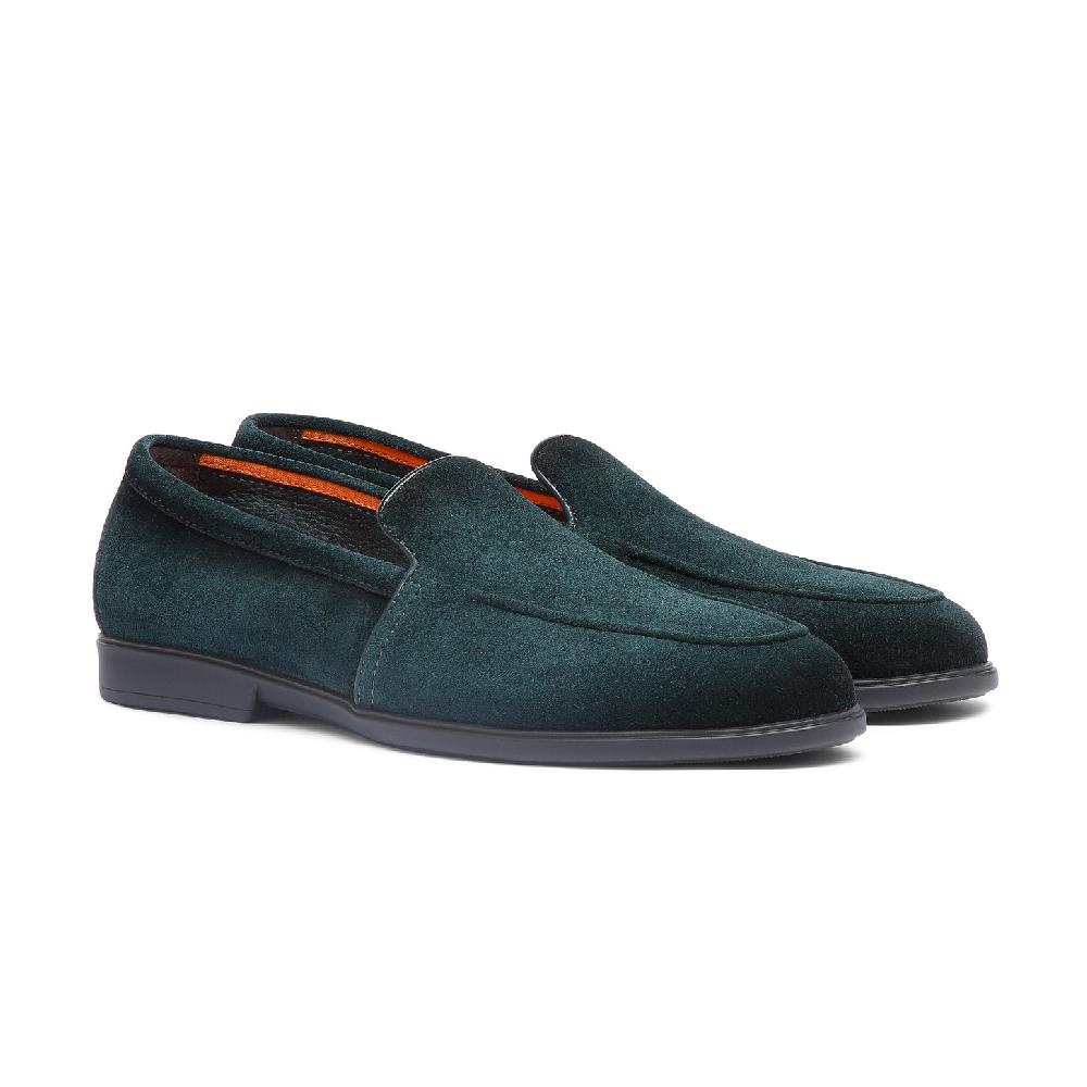 Santoni Mocassino da uomo in suede verde scuro I Più Venduti