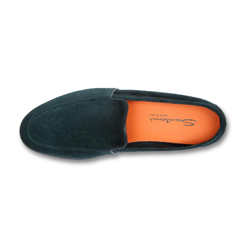 Santoni Mocassino da uomo in suede verde scuro I Più Venduti