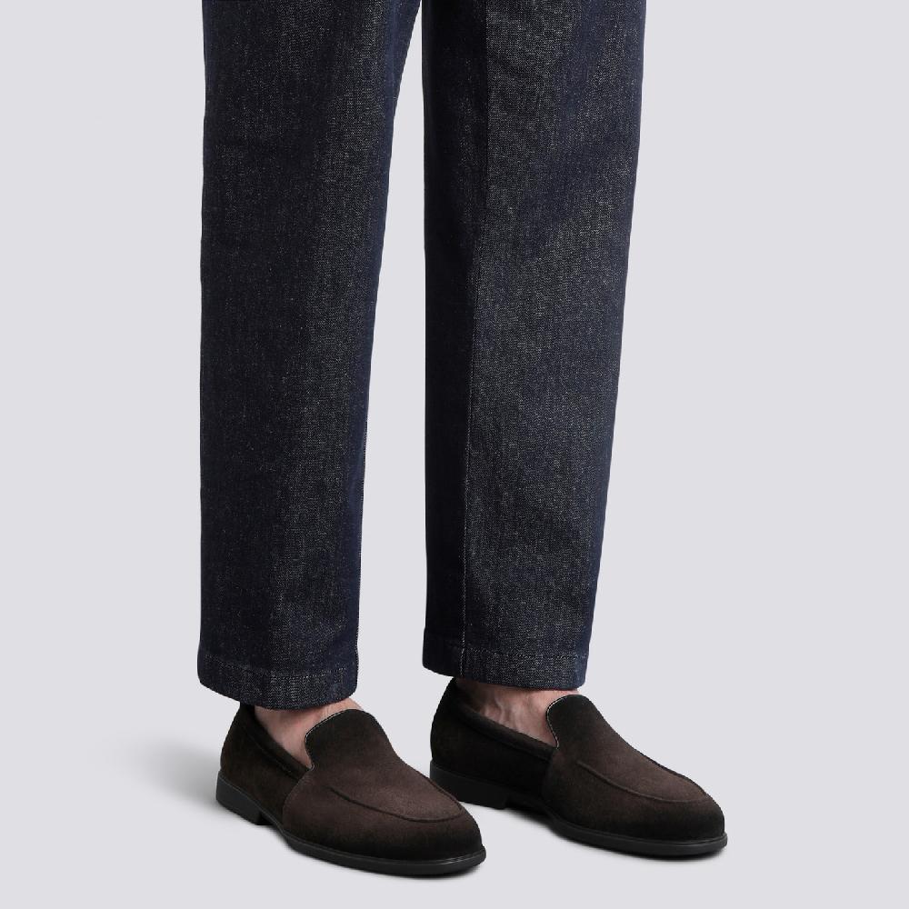 Santoni Mocassino da uomo in suede testa di moro Sconto