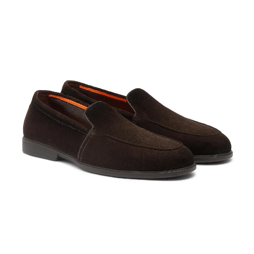 Santoni Mocassino da uomo in suede testa di moro Sconto