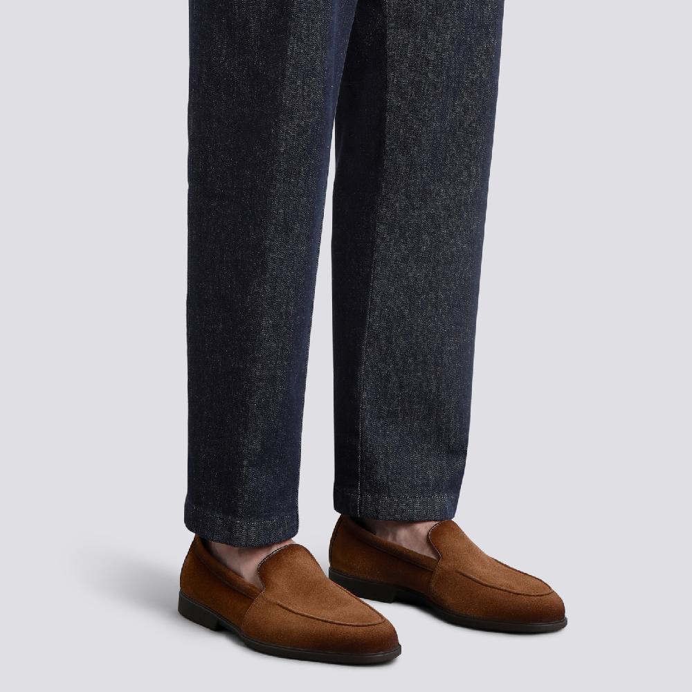 Santoni Mocassino da uomo in suede marrone chiaro Offerta