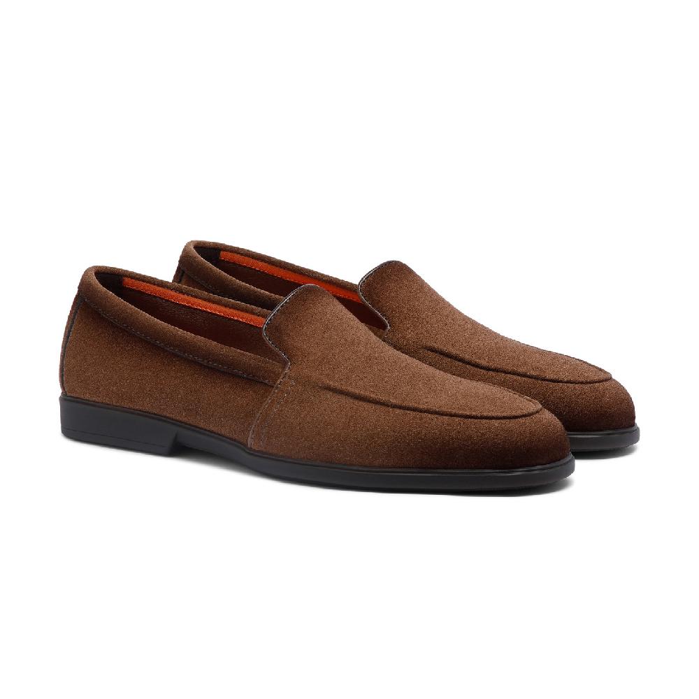 Santoni Mocassino da uomo in suede marrone chiaro Offerta