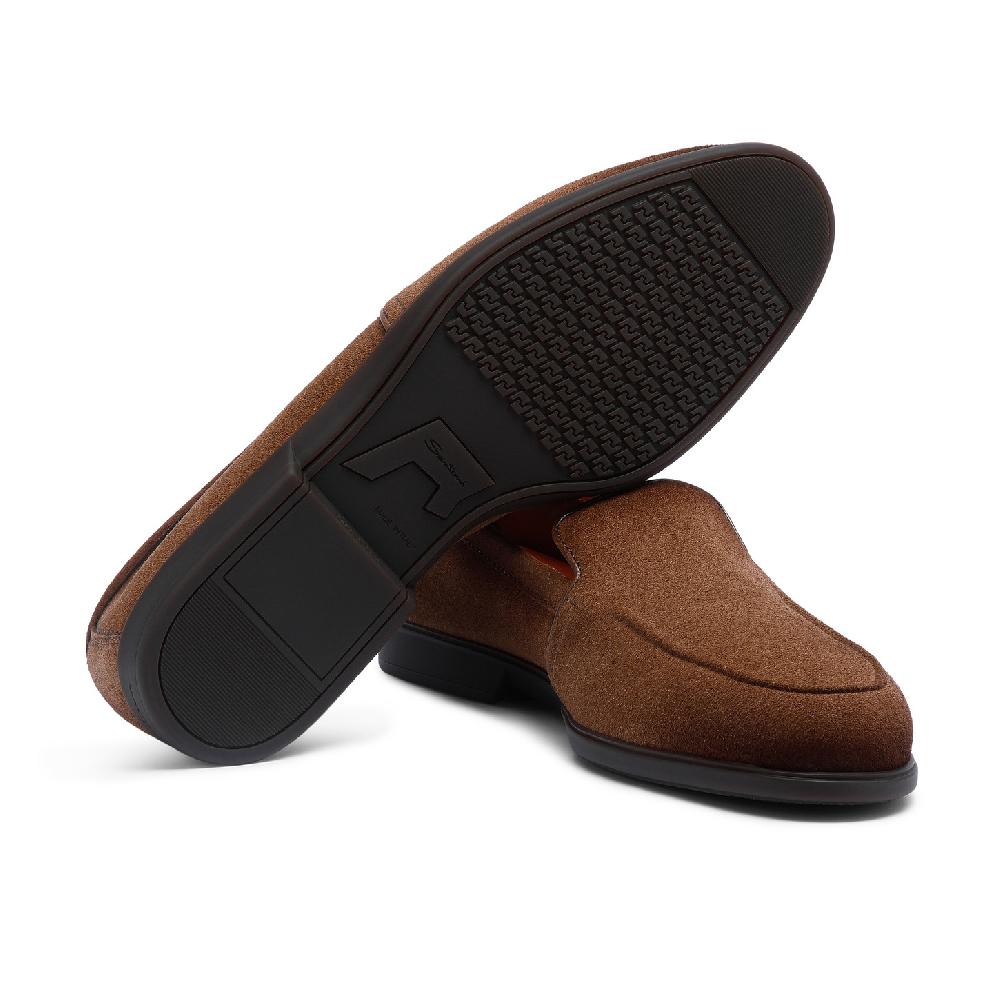 Santoni Mocassino da uomo in suede marrone chiaro Offerta