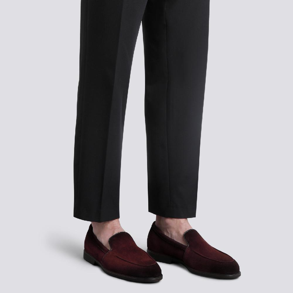 Santoni Mocassino da uomo in suede bordeaux Economico