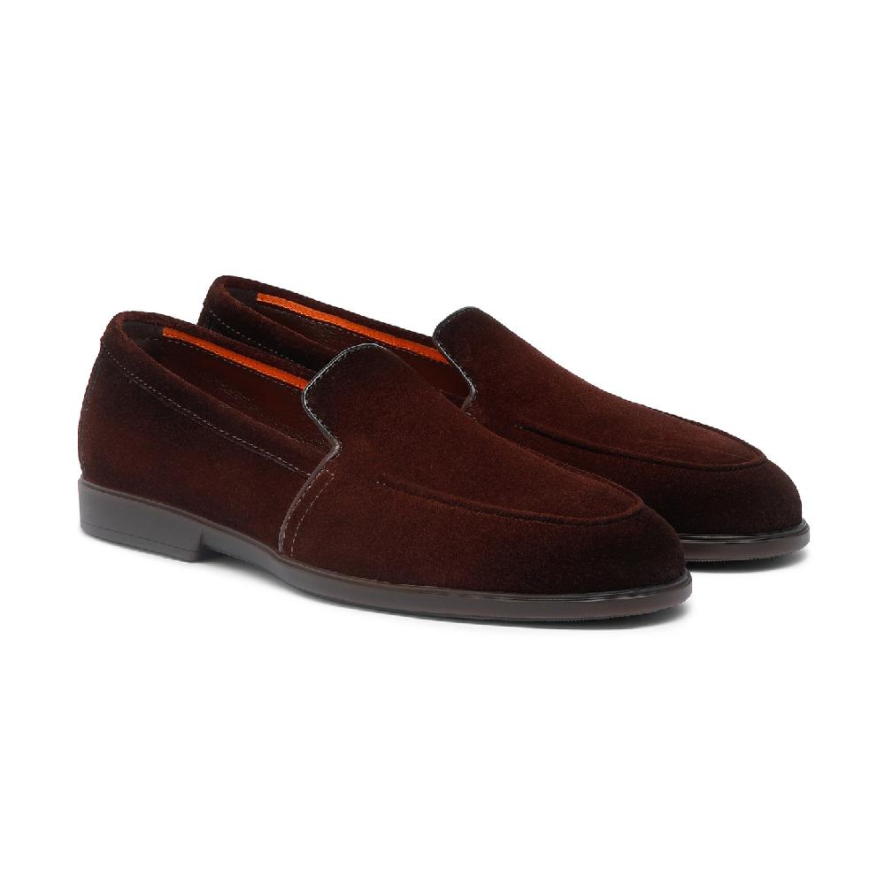 Santoni Mocassino da uomo in suede bordeaux Economico
