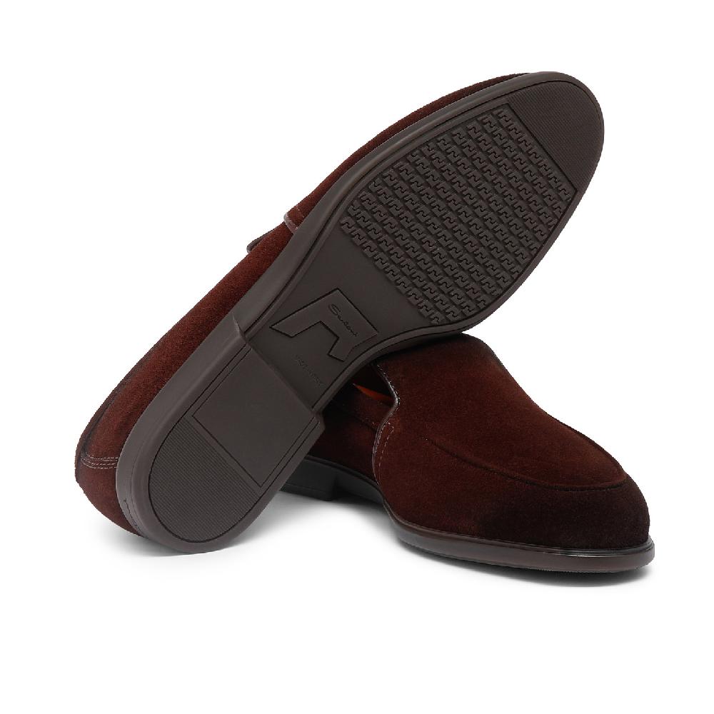Santoni Mocassino da uomo in suede bordeaux Economico
