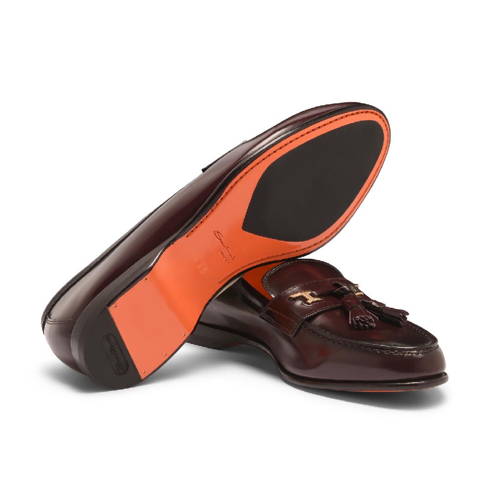 Santoni Mocassino Andrea con nappe da uomo in pelle bordeaux Outlet