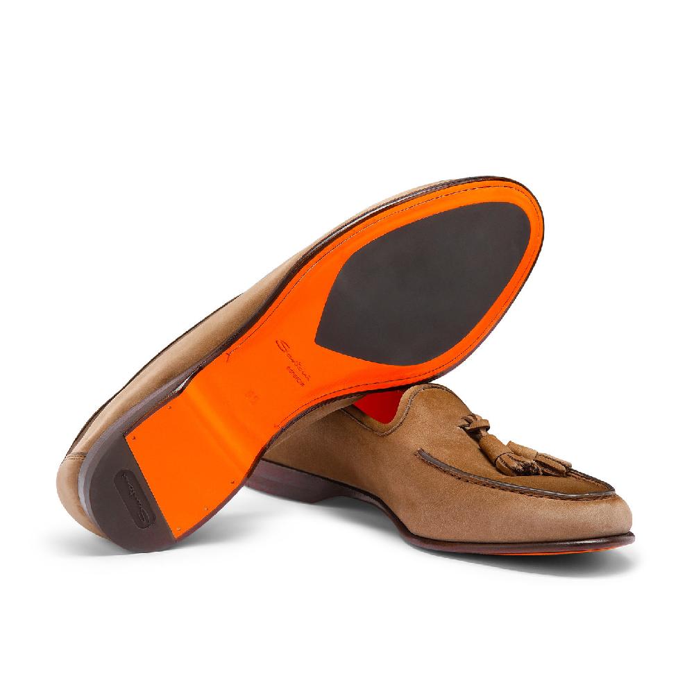 Santoni Mocassino Andrea con nappe da uomo in nabuk marrone Sconto di tempo limitato