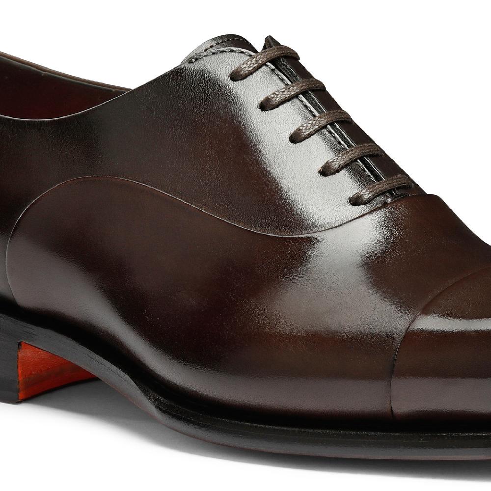 Santoni Stringata oxford da uomo in pelle anticata marrone Hotsell