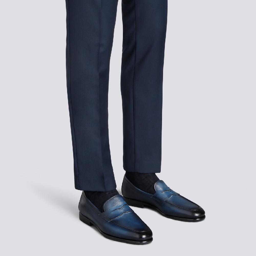 Santoni Mocassino Carlo da uomo in pelle blu Moda