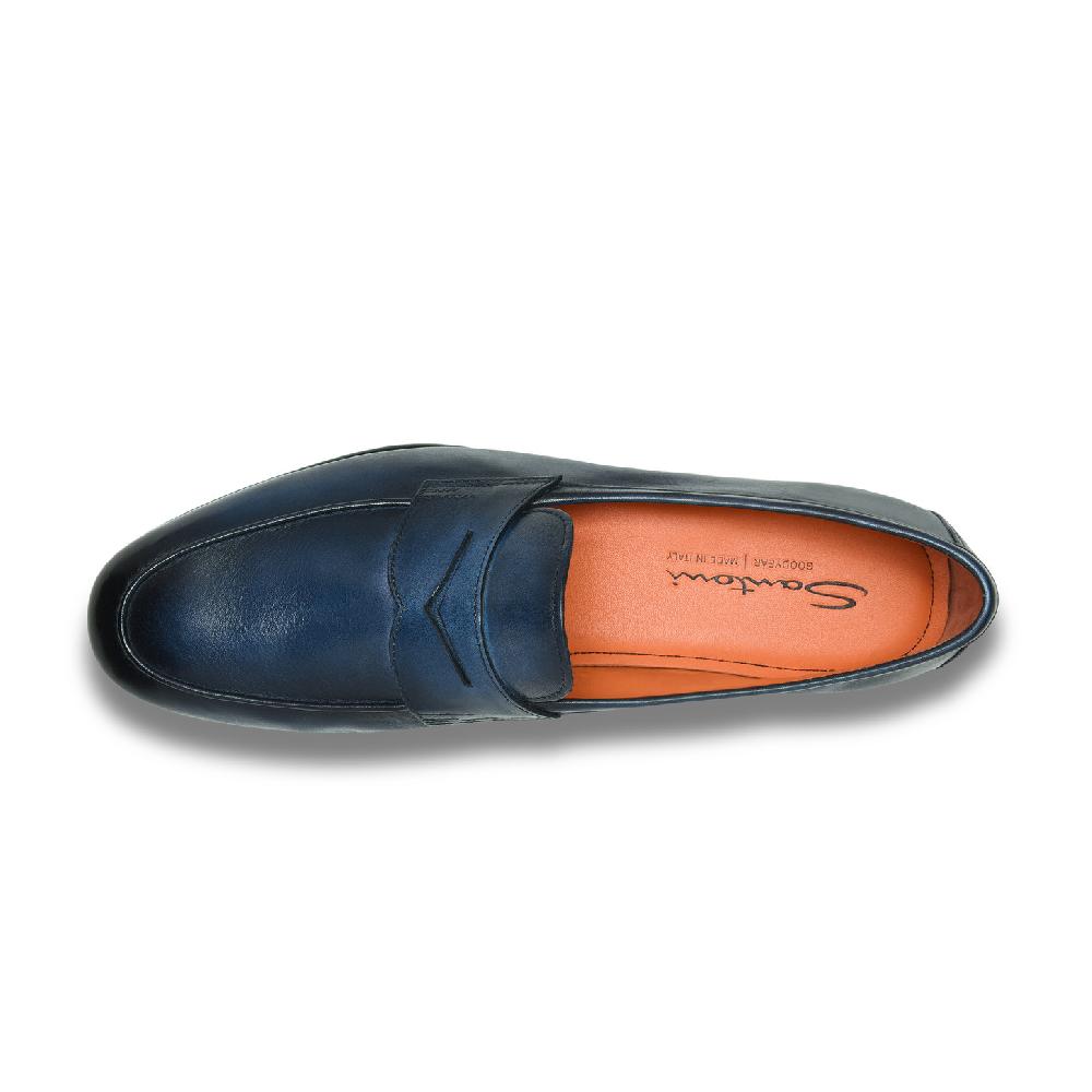 Santoni Mocassino Carlo da uomo in pelle blu Moda