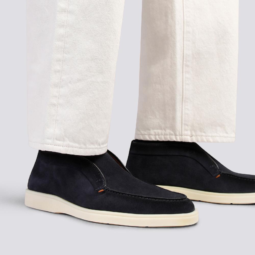 Santoni Stivaletto desert da uomo in suede blu 2025