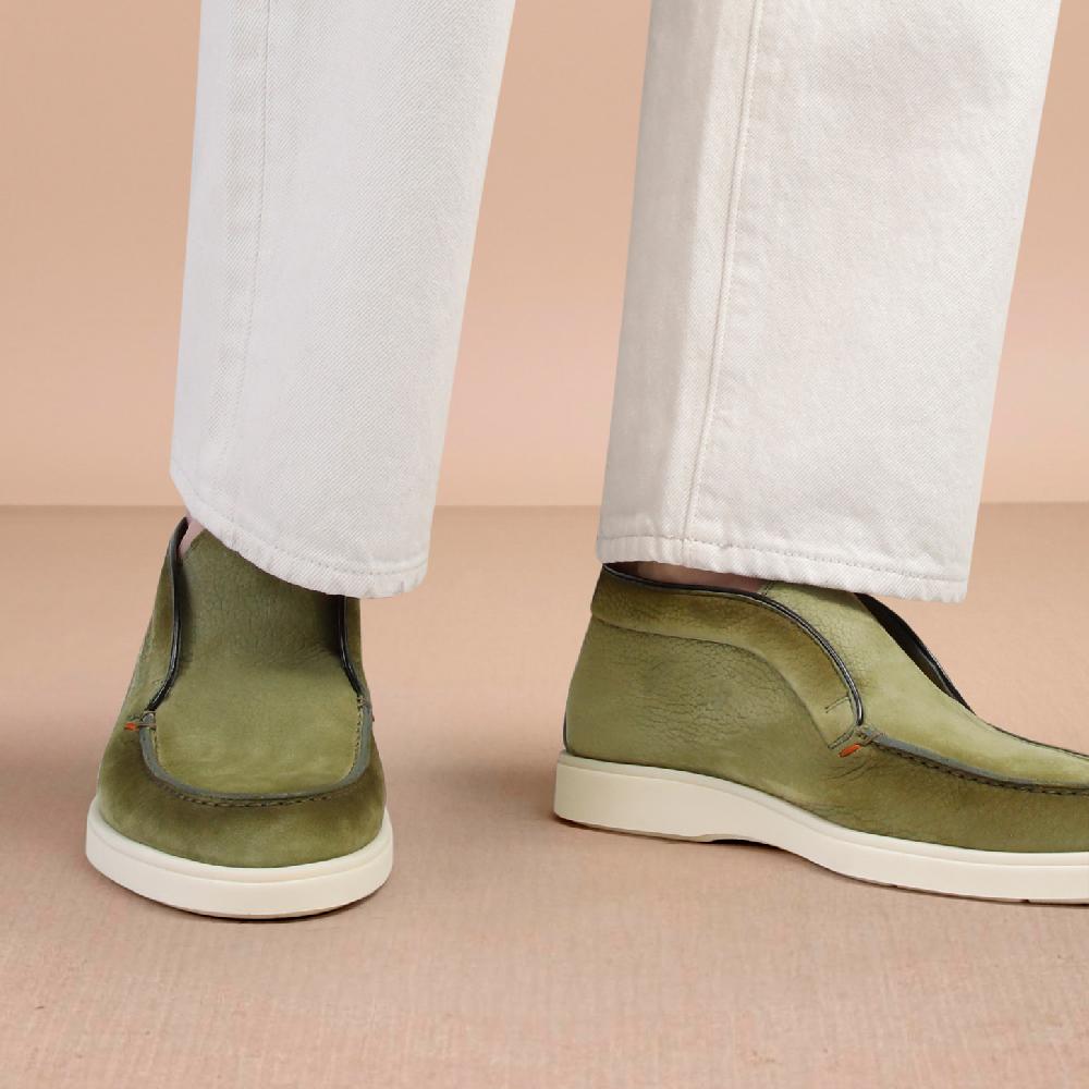 Santoni Stivaletto desert da uomo in nabuk verde Offerta natalizia