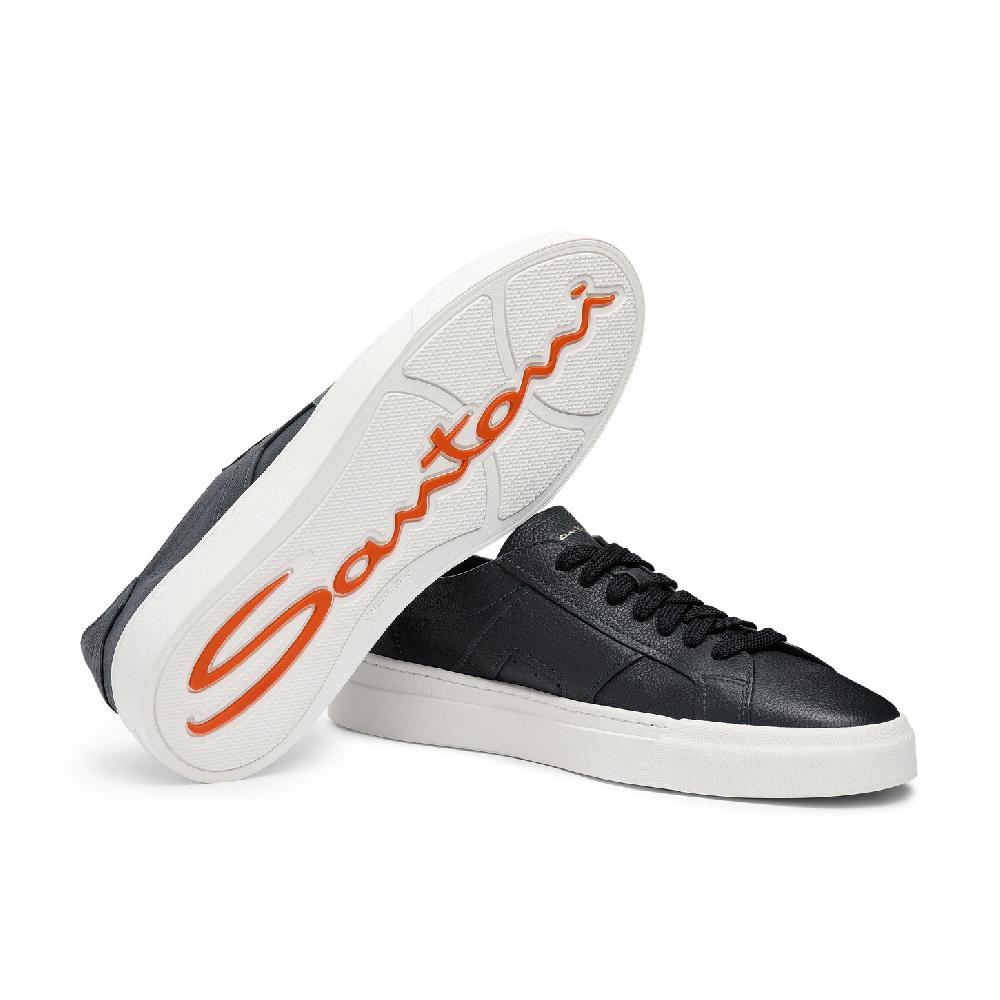 Santoni Double buckle sneaker da uomo in pelle bottalata blu In Linea
