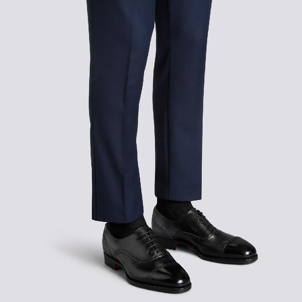 Santoni Stringata Oxford da uomo in pelle nera Spedizione Gratuita