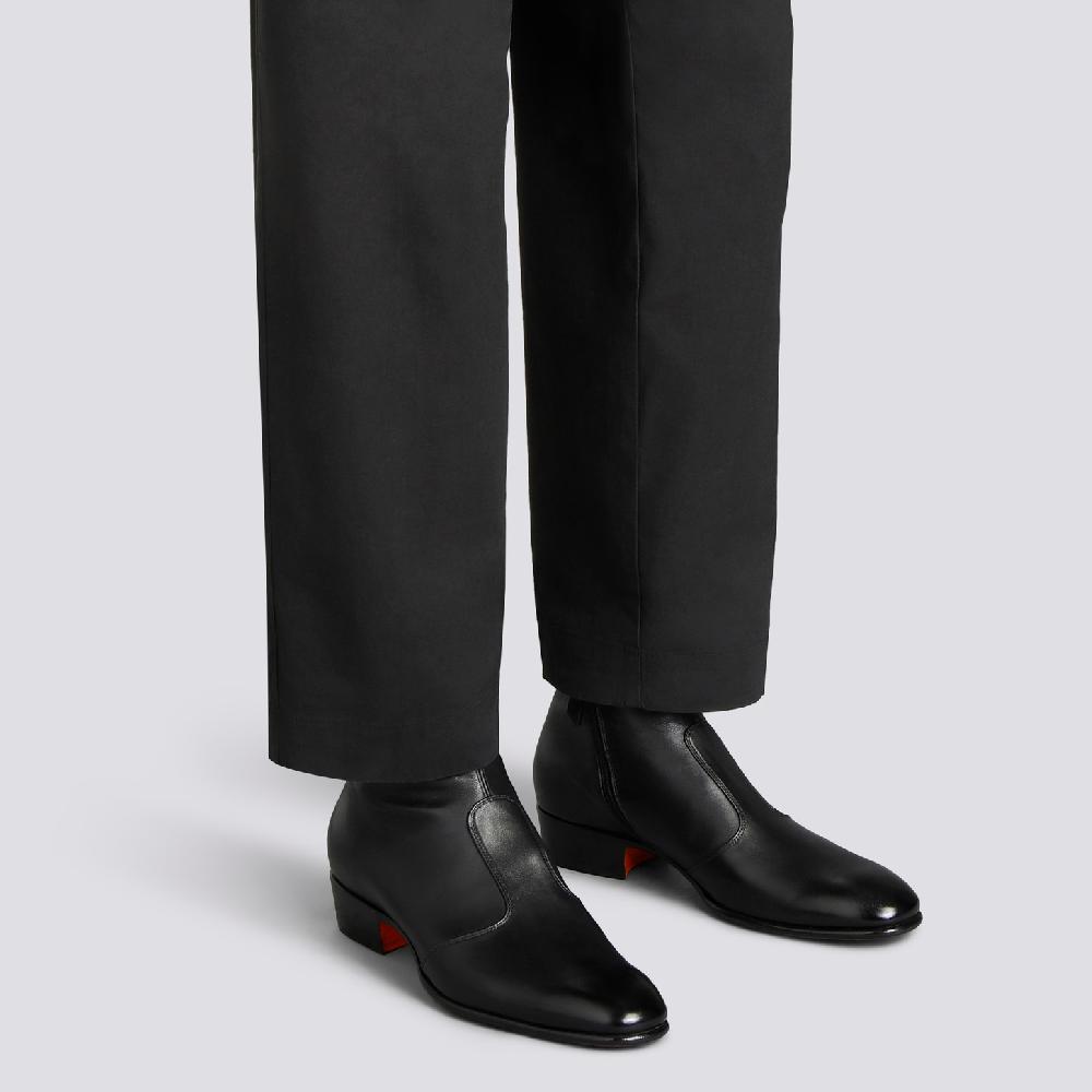 Santoni Stivaletto da uomo in pelle nera Pezzi Unici