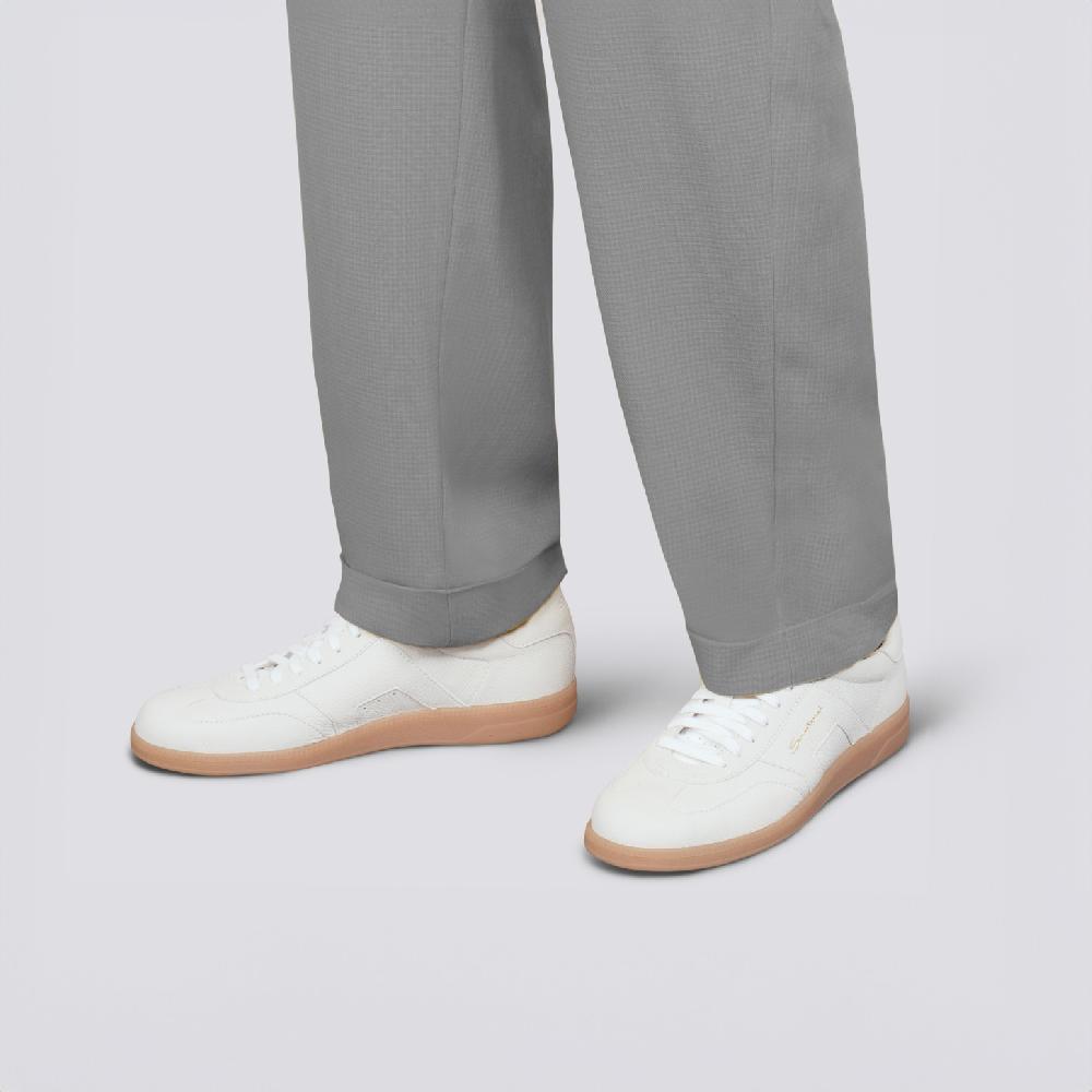Santoni DBS Oly sneaker da uomo in pelle bottalata bianca Soddisfazione Garantita