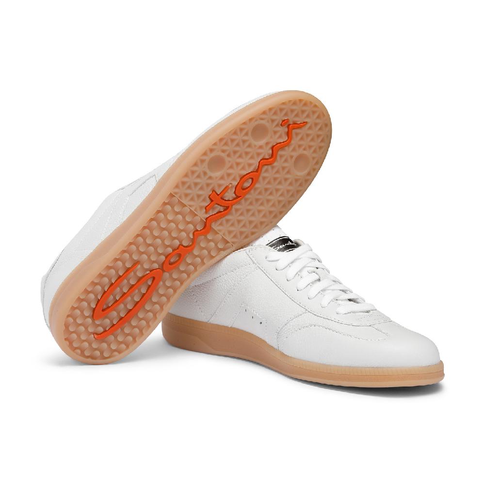 Santoni DBS Oly sneaker da uomo in pelle bottalata bianca Soddisfazione Garantita