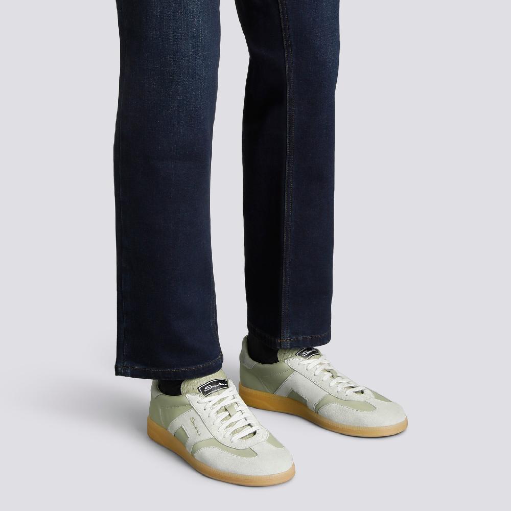 Santoni Sneaker DBS Oly da uomo in pelle e suede verde chiaro Qualità Garantita