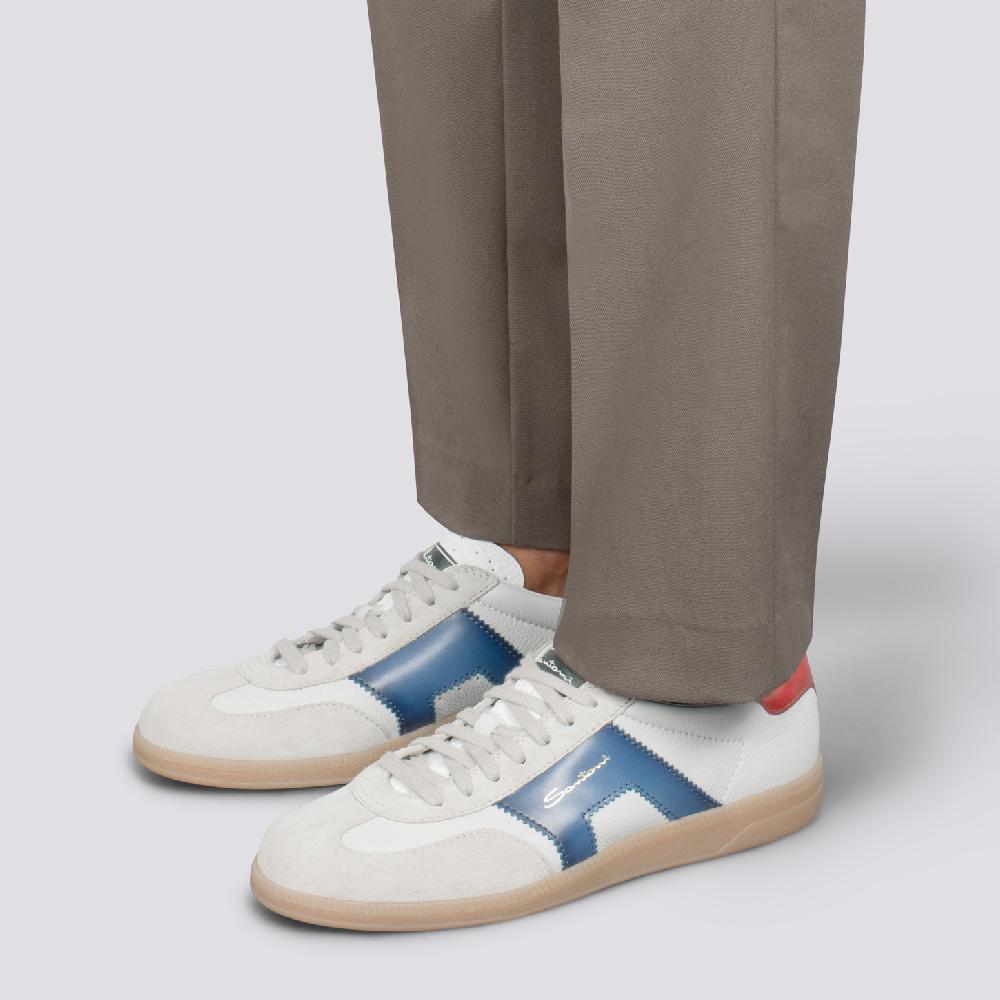 Santoni DBS Oly sneaker da uomo in pelle e suede rosso blu e beige Negozi Online