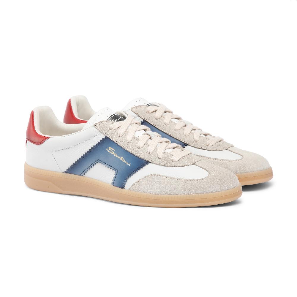 Santoni DBS Oly sneaker da uomo in pelle e suede rosso blu e beige Negozi Online