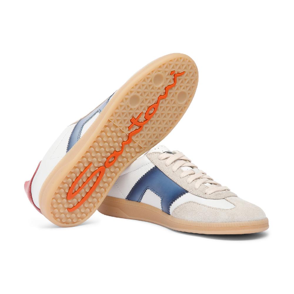 Santoni DBS Oly sneaker da uomo in pelle e suede rosso blu e beige Negozi Online