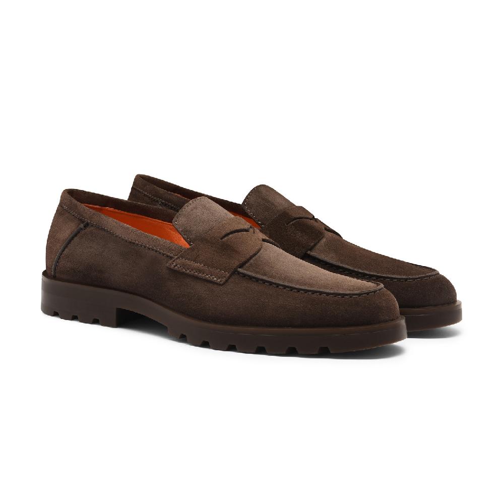 Santoni Mocassino penny da uomo in suede testa di moro Bestseller