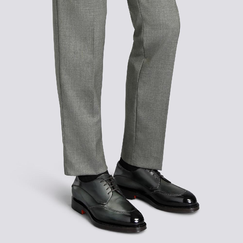 Santoni Stringata Derby da uomo in pelle verde Prezzo Ridotto