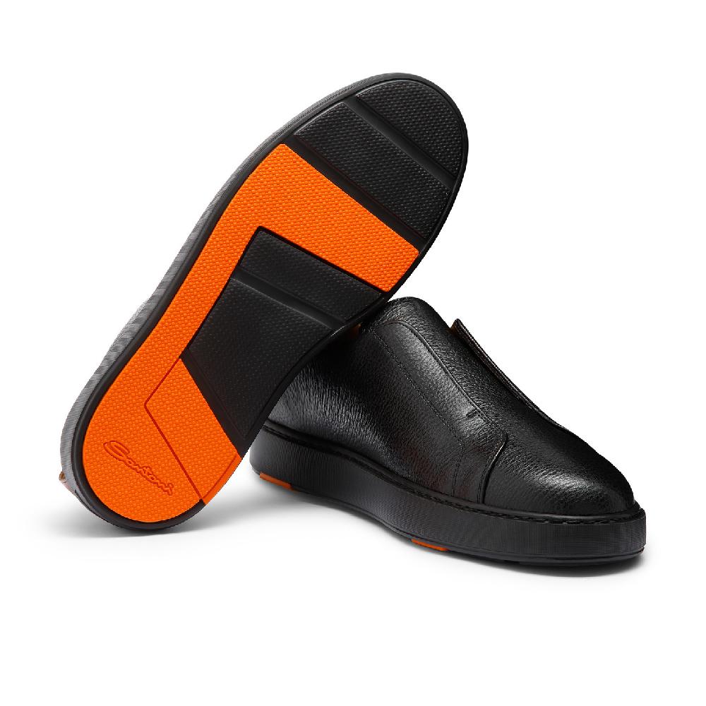 Santoni Sneaker slip-on da uomo in pelle bottalata nera Economico
