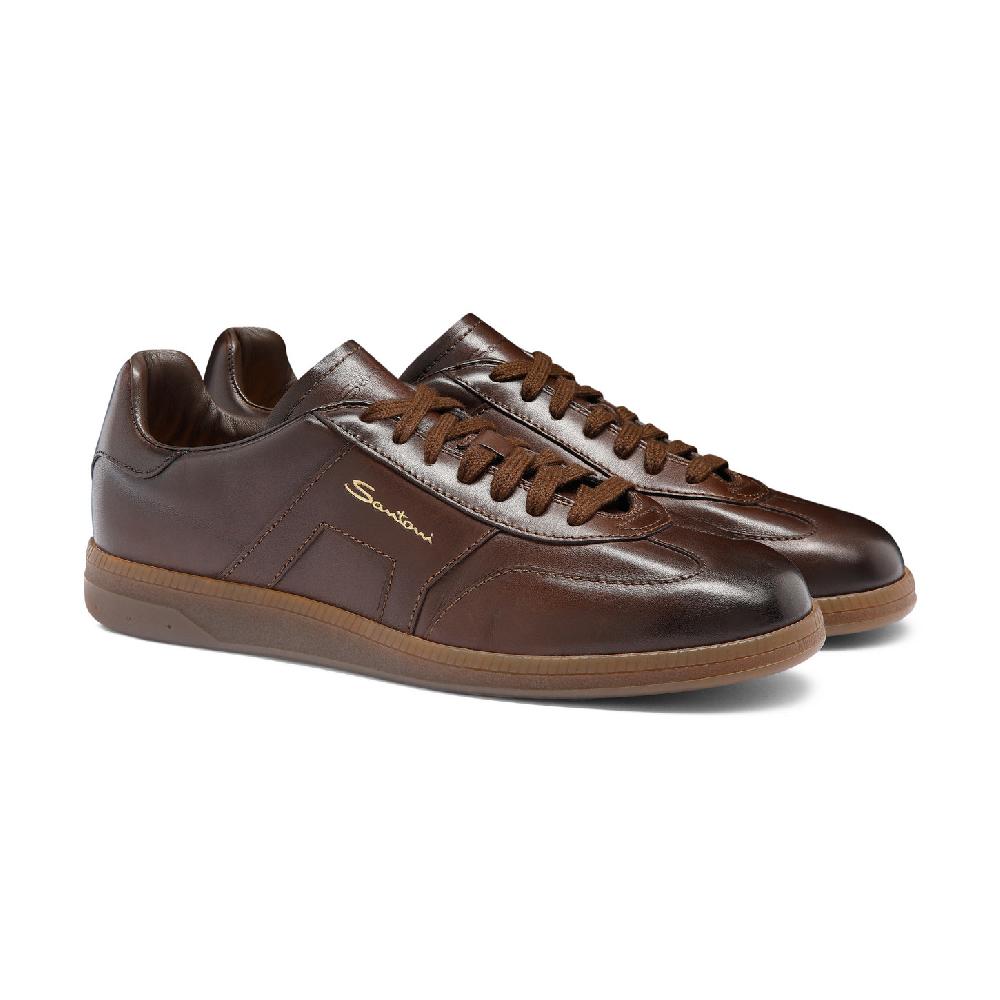 Santoni Sneaker DBS Oly da uomo in pelle testa di moro Outlet