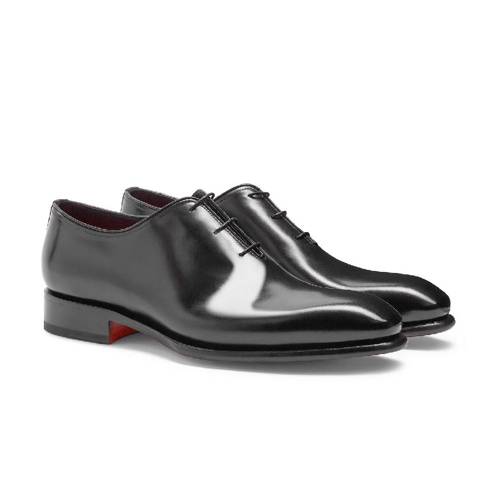 Santoni Stringata oxford da uomo in pelle anticata nera In Vendita