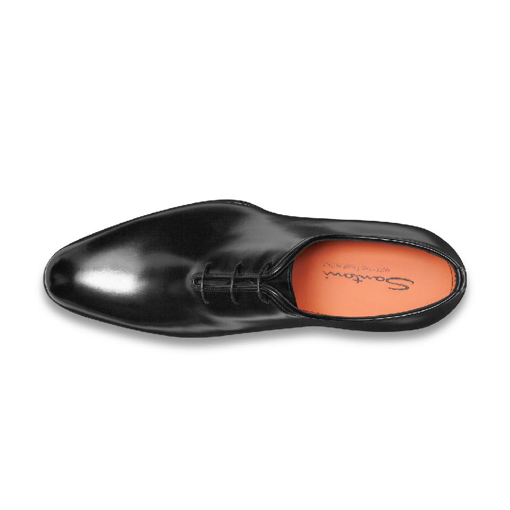 Santoni Stringata oxford da uomo in pelle anticata nera In Vendita