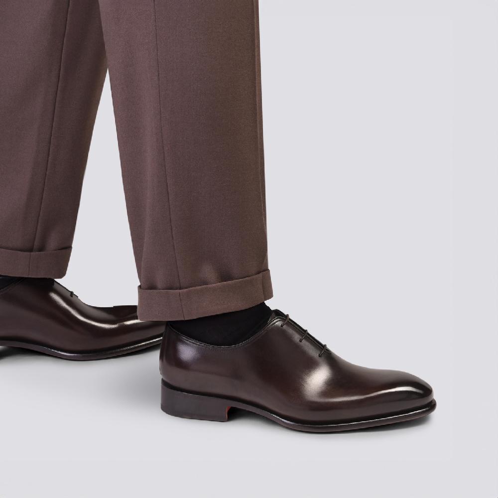 Santoni Stringata oxford da uomo in pelle anticata marrone Saldi