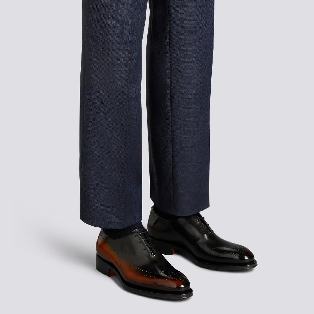 Santoni Stringata oxford brogue da uomo in pelle marrone Offerte