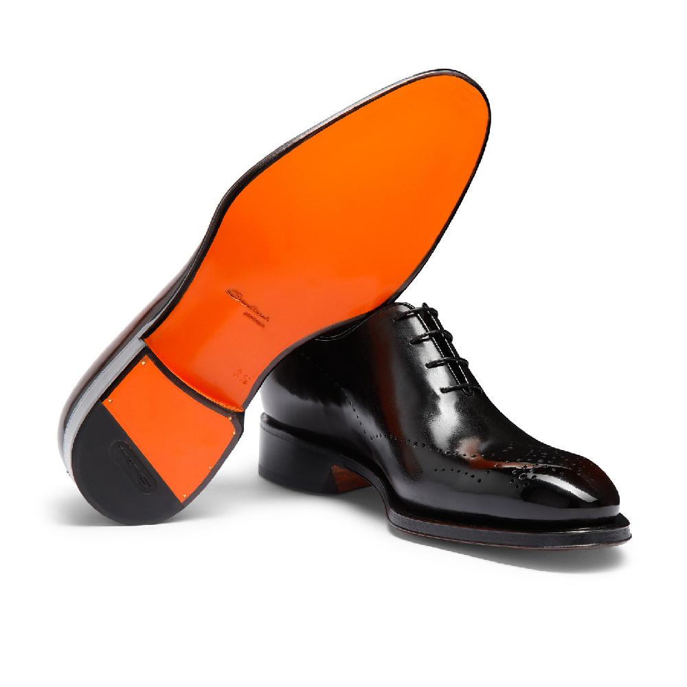 Santoni Stringata oxford brogue da uomo in pelle marrone Offerte