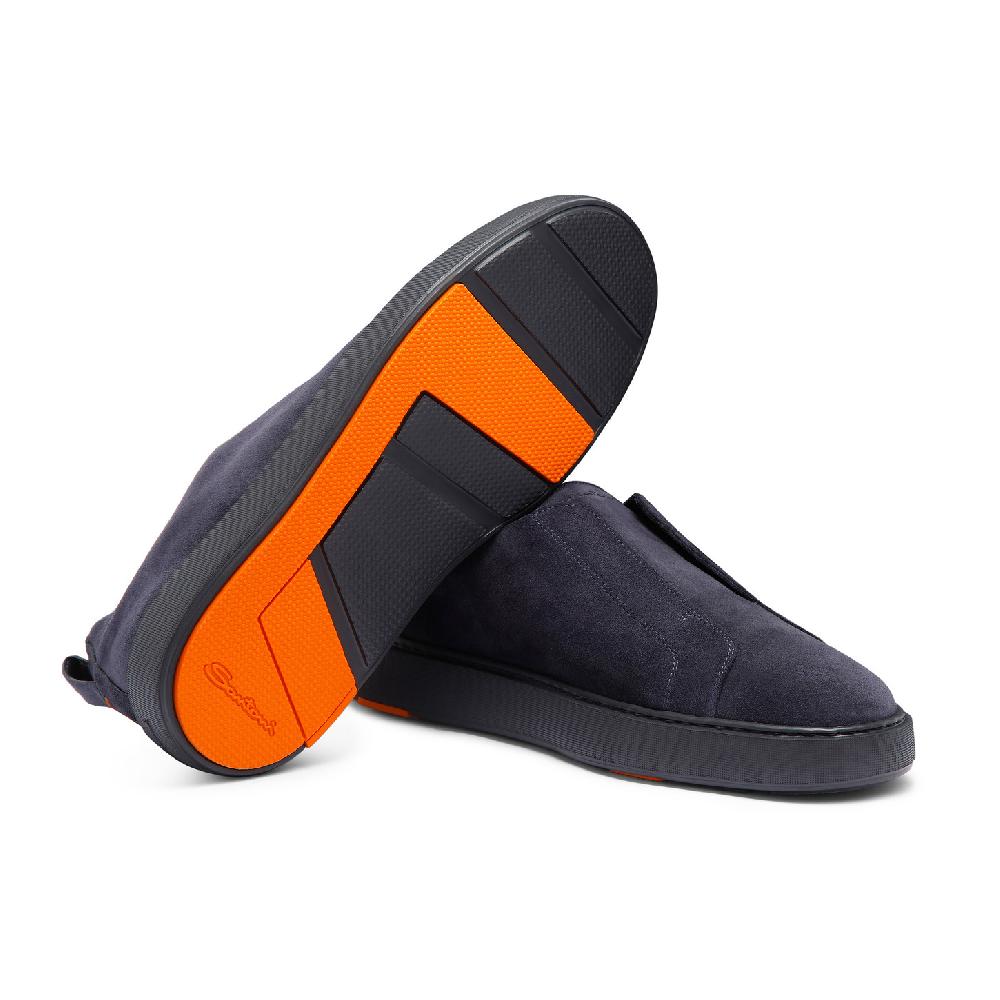 Santoni Sneaker slip-on da uomo in suede blu Vendita Calda