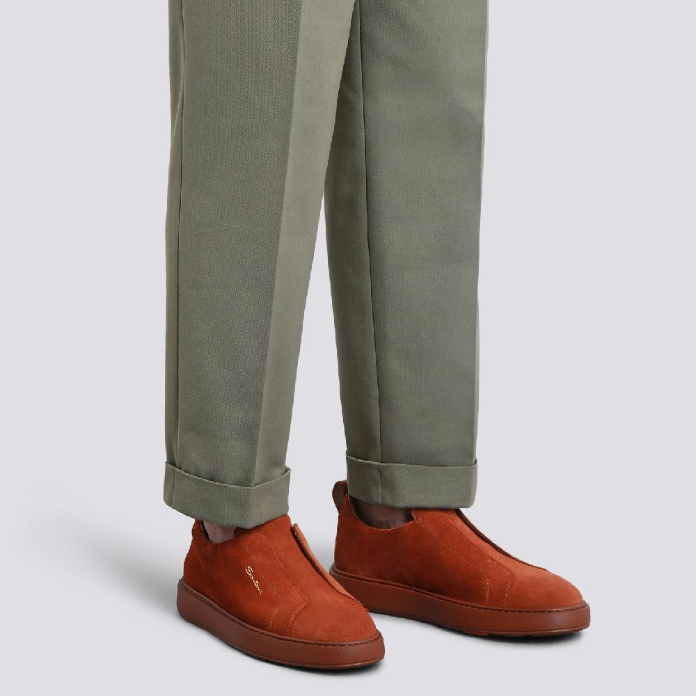 Santoni Sneaker slip-on da uomo in suede marrone Vendita Economica